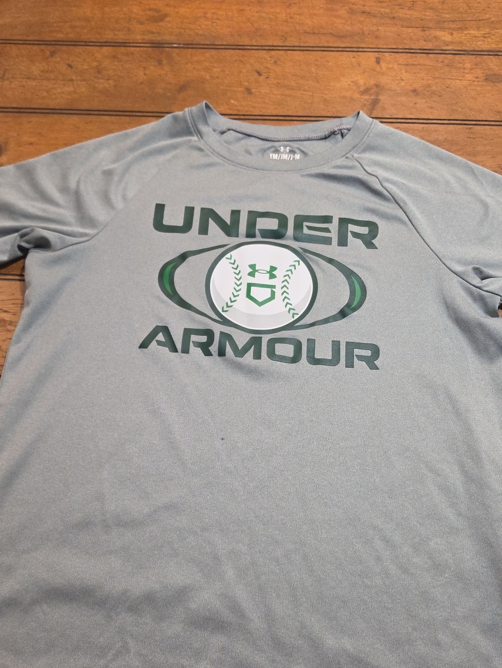 Under Armour Light Gray Long-Sleeve Performance Tee with Green Logo